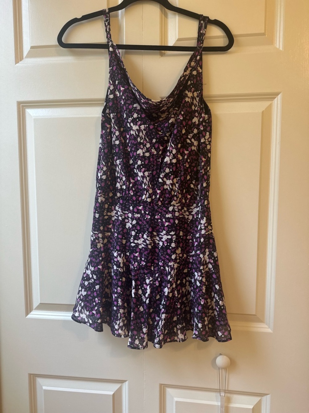 Adjustable-Strap Purple Floral Mini Skort